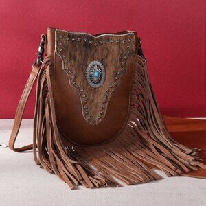 Montana West Hair-On Cowhide Fringe Crossbody-Western Bag-Bohemian Bag